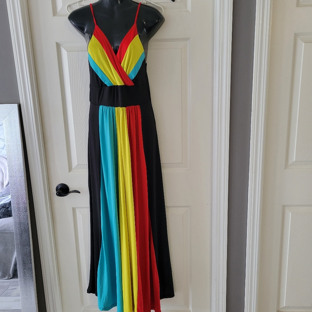 Rainbow pleaded maxi dress Size XL